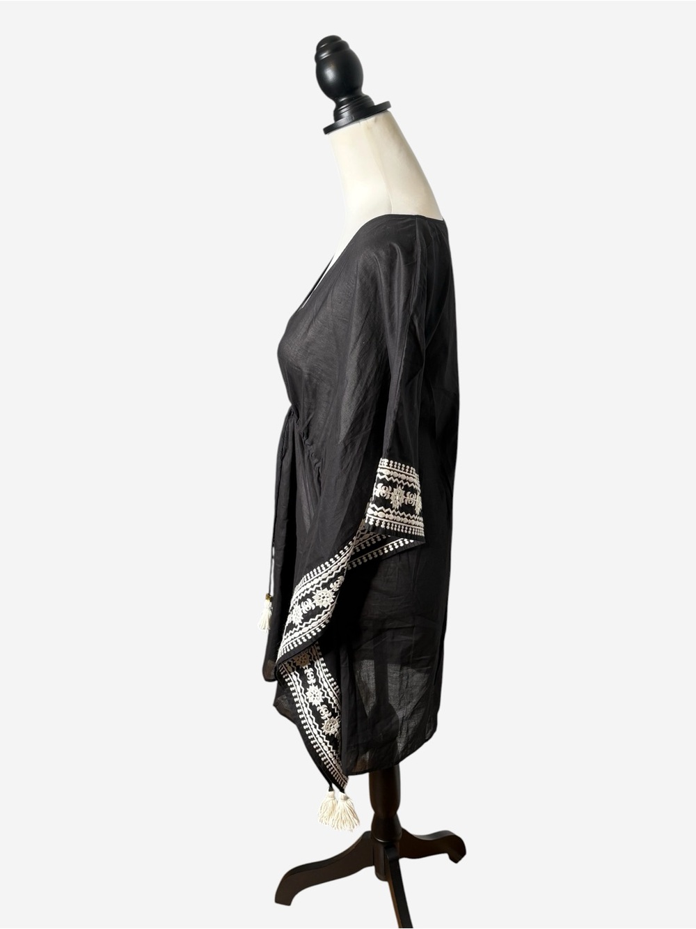 Tory Burch Ravena Beach Caftan Tunic Cover Up Black Swim 46404 Size M/L - Picture 2 of 16